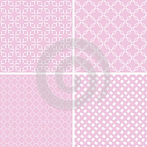 4 Pastel retro different seamless patterns tiling.