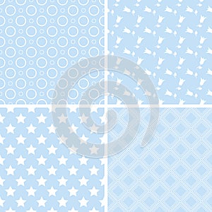 4 Pastel retro different seamless patterns tiling.