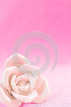 Pastel Rose on pink fabic background