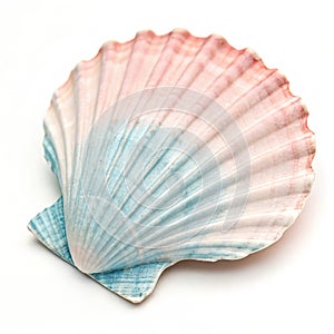 Pastel seashell isolated on white background photo