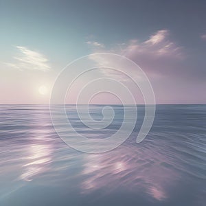 Pastel sky with blue ocean scenery. AI-Generated. photo