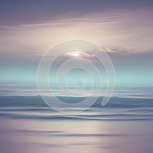 Pastel sky with blue ocean scenery. AI-Generated. photo