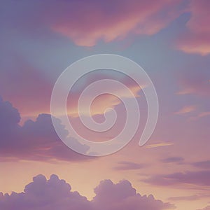 Pastel sky and morning sunlight. Pastel sky illustration.