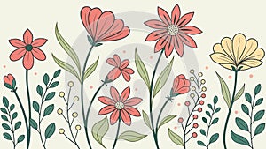 Pastel Spring Flowers Botanical Seamless Pattern, vector design Generative AI