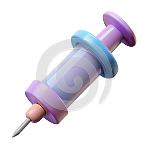 Pastel syringe 3d render isolated on transparent background