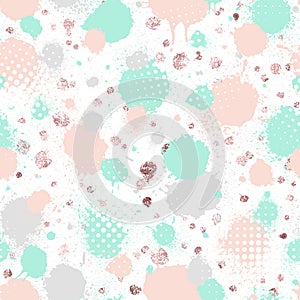 Pastel tone seamless pattern. Abstract brush stroke. Rose gold background. Cute watercolor texture. Fashion style for design print