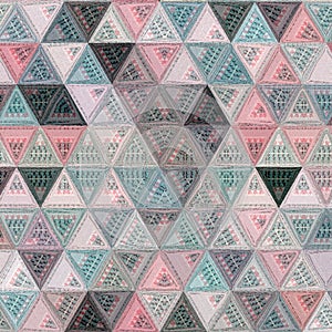 Pastel triangles mosaic in teal and grenadine