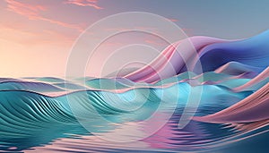 Pastel twilight colors and serene water reflections on digital art concept