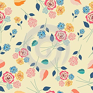 Pastel vintage rose seamless pattern