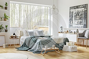 Pastel warm bedroom interior