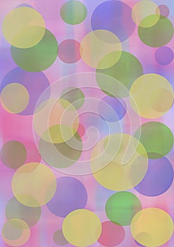 Pastel watercolor abstract background with circles in blue, pink and violet colors.