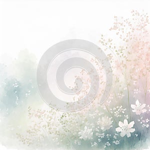 Pastel watercolor fade background with spring flowers