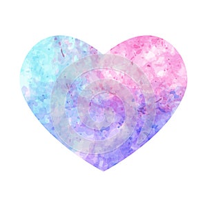 Pastel watercolor heart on white background