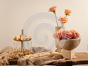 Pastel wedding sweet table setting