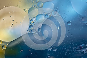 Pastel Yellow and Blue Oil and Water Bubble Abstract Background