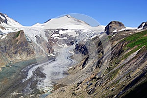 Pasterze glacier in Hohe Tauern National Park at the foot of Grossglockner Mountain