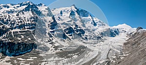 Pasterze glacier, the longest glacier and Grossglocknet mountain.