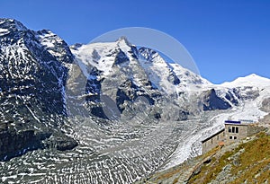 Pasterze glacier next to Grosslockner mountain in Austria