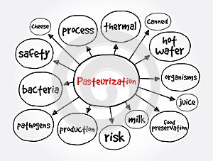 Pasteurization mind map, concept for presentations and reports