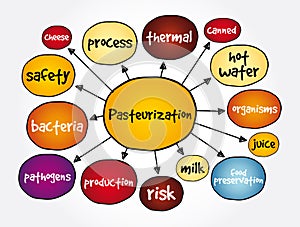 Pasteurization mind map, concept for presentations and reports