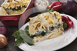 Pasticcio with zucchini and chard