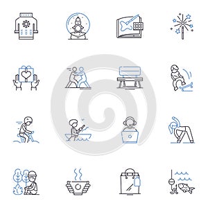 Pastime marketplace line icons collection. Hobbies, Collectibles, Antiques, Memorabilia, Trading, Sports, Crafting