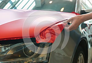 pasting of car carbonic plastic