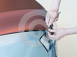 Pasting of car carbonic plastic