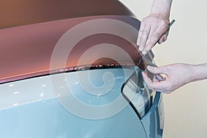 pasting of car carbonic plastic