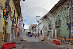 PASTO, COLOMBIA - JULY 3, 2016: repair works on the sidewalks of the city