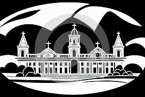Pasto, NariÃ±o, Colombia. Black & White City Logo. Generative AI. photo