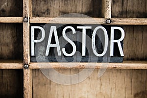 Pastor Concept Metal Letterpress Word in Drawer