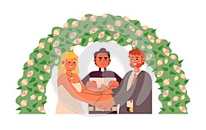 Pastor officiating bride groom wedding semi flat colorful vector characters