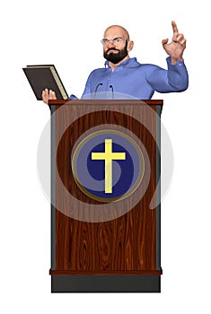 Pastor Teaching Word Of God Podium Illustration