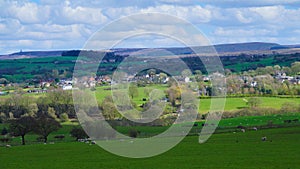 Pastoral Lancashire farmland view.