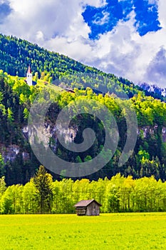 Pastoral Rural scene in Tyrol Alps mountains valley at spring Austria