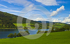 Pastoral summer landscape Slidrefjorden nature Norway