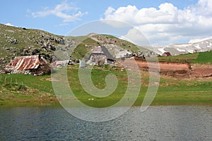 Pastoral village in mountains