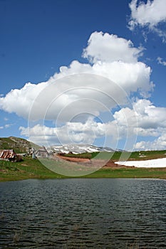 Pastoral village in mountains