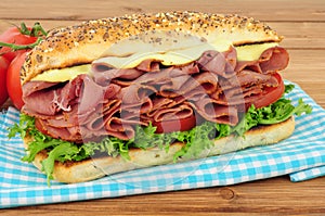 Pastrami Meat And Salad Sandwich