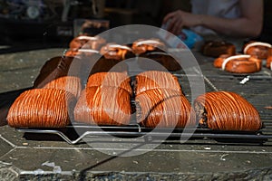 Pastries on display in French patisserie