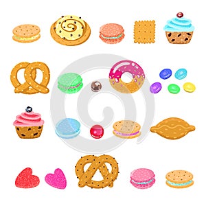 Pastries, sweets and candies vector set