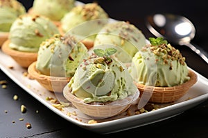 Pastry bliss Pistachio ice cream encased in perfectly baked shells