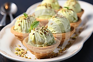 Pastry bliss Pistachio ice cream encased in perfectly baked shells