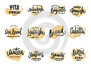 Pastry And Bread Logotypes Set