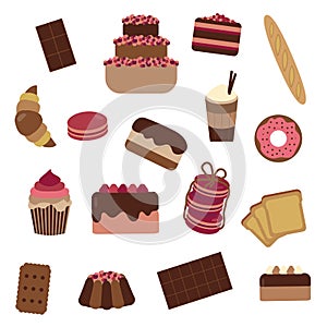 Pastry Cakes and Sweets Icon Set