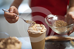 the pastry chef bakes delicious cookies and desserts