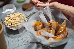 the pastry chef bakes delicious cookies and desserts