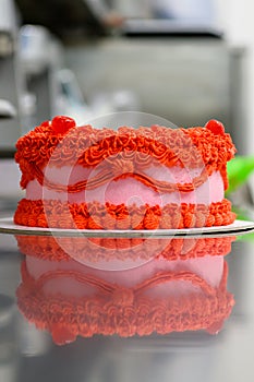 Pasticcini cuoco decorare rosa piccola torta per una persona ciliegia  coperchio crema 