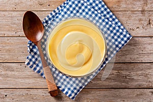 Pastry cream in a bowl photo